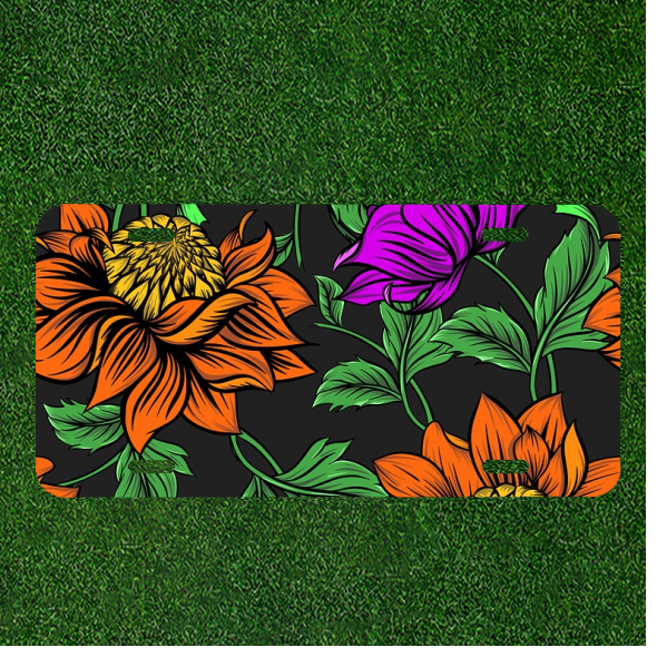 Custom Personalized License Plate Auto Tag With Stunning Orange Sunflower Design