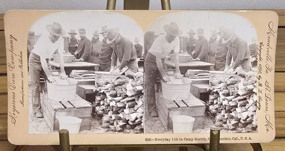 Antique 1898 Stereoview Keystone View Co Camp Merritt San Francisco Soldiers...