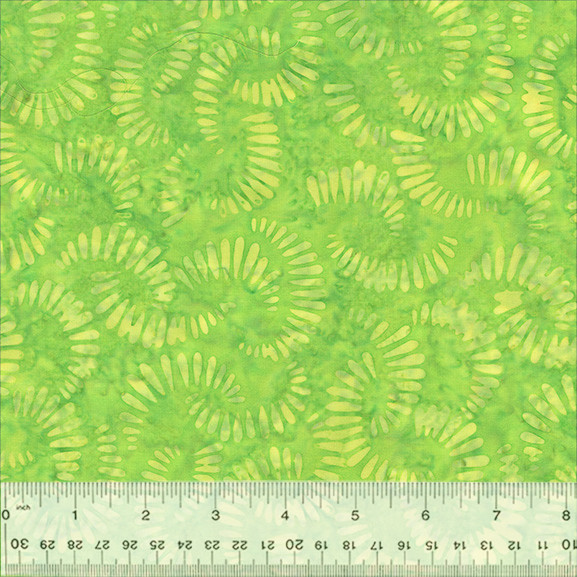 Anthology Batik Fabric | Half Circle Citrus Slice Lime Green YARD