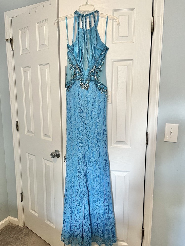 Mermaid Blue Prom Dress Beaded Enchanted Fairy Whimsical Sirencore Gown Y2k 10