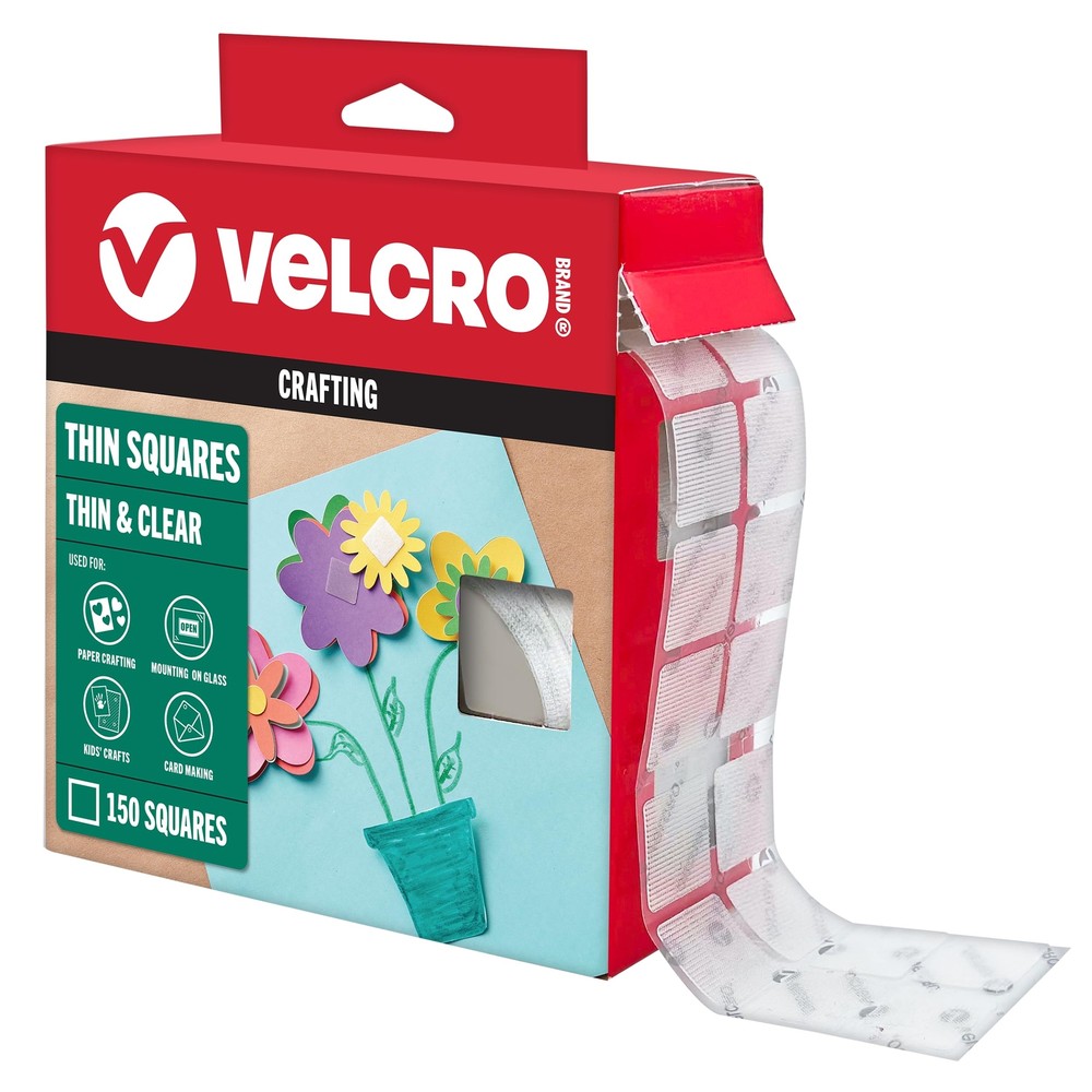 VELCRO Brand Thin Clear Dots with Adhesive, Square | 150pk, Mounting Squares ...
