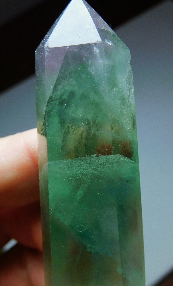 Chinese Fluorite Purple Green Polished Generator Point Tower