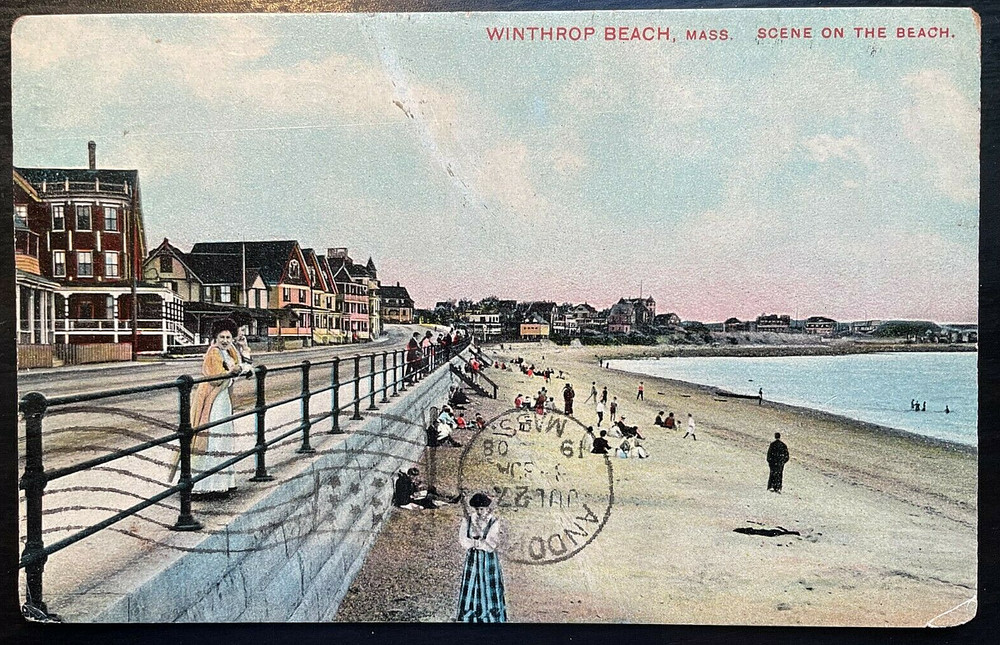 Vintage Postcard 1908 Scene on the Beach, Winthrop Beach, Massachusetts (MA)