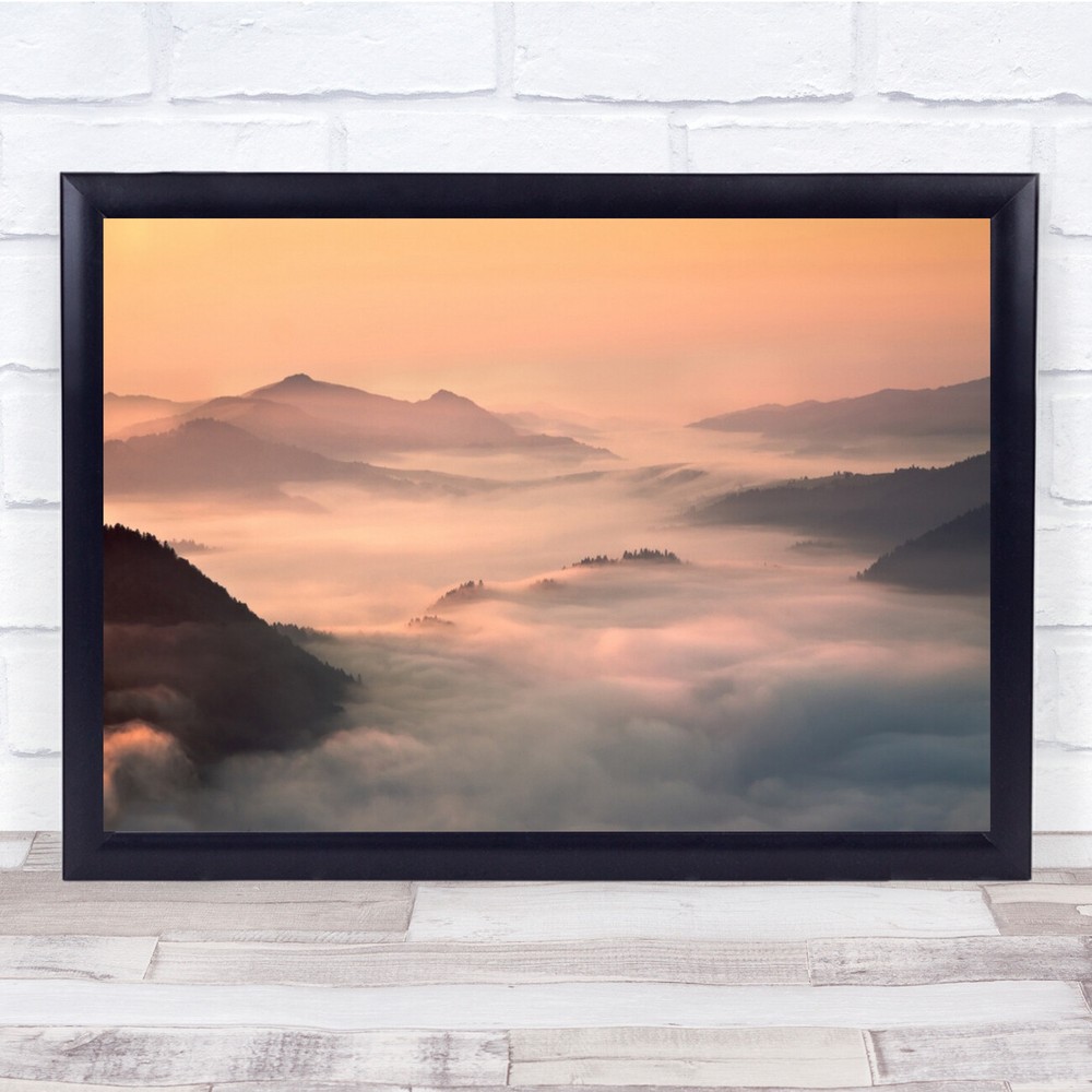 Poland Fog Mist Clouds Landscape Sea Of Clouds Wall Art Print