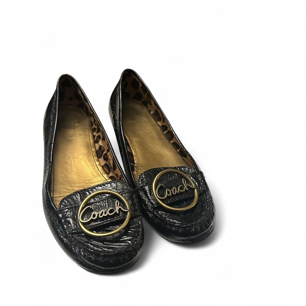 Coach A2471 Corena Crinkle Pat Black Slip On Patent Leather Women's Shoes 9.5 M