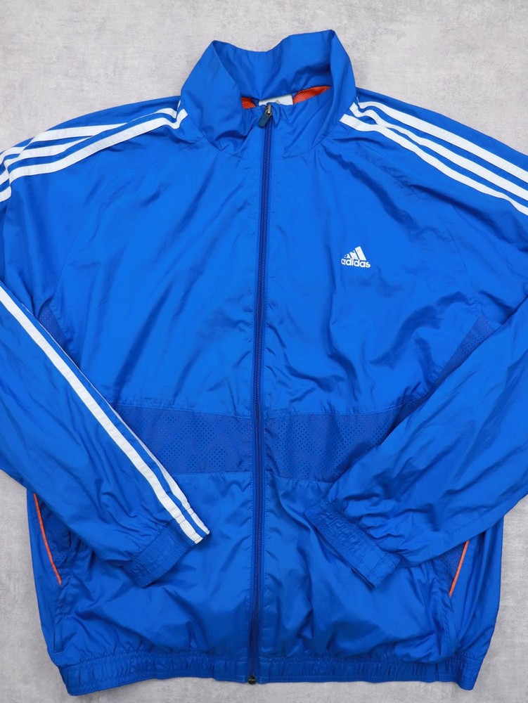 Adidas Windbreaker Jacket Mens Large Full Zip Sport Running, Blue