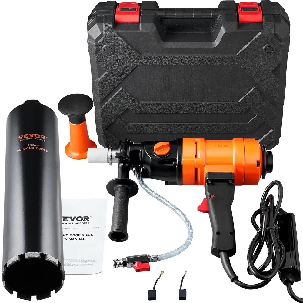 Diamond Core Drilling Machine, 4in Handheld Wet Concrete Core Drill Rig, 1100-24