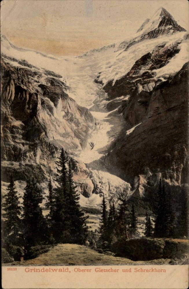 Grindelwald Oberer Gletscher und Schreckhorn vintage postcard q447