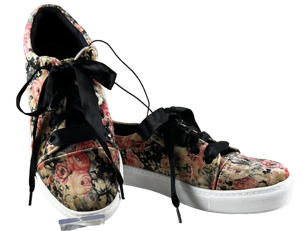 Dirty Laundry Velvet Floral Sneakers Women’s 6 Shoes