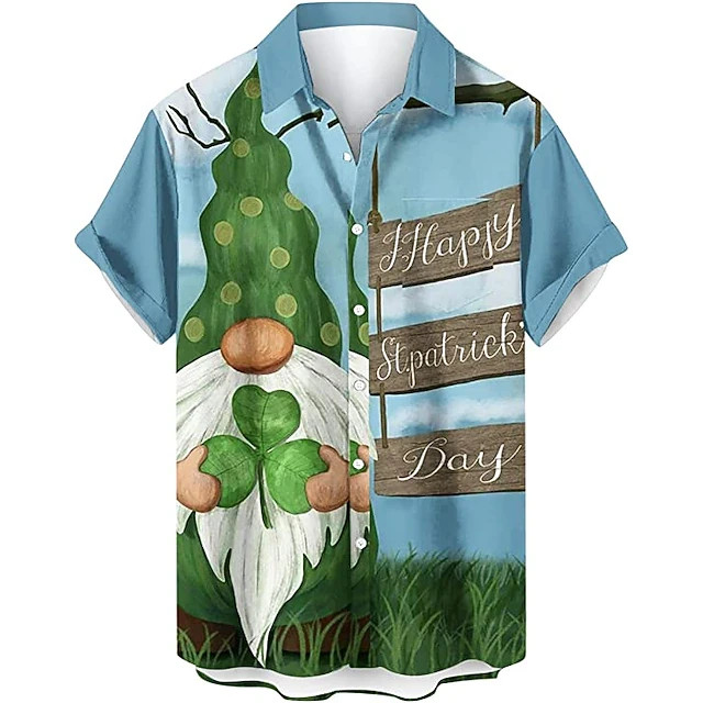 Classic St Patricks Day Hawaiian Shirt Lucky Clover Green Festival Party