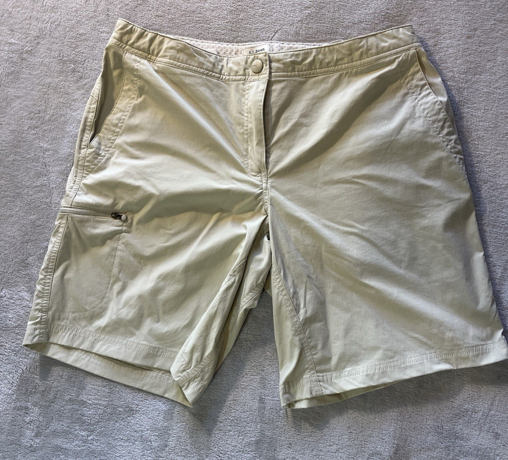 LL Bean Cargo khaki Shorts Womens Hiking Outdoor Nylon Camp Pockets Size 12 Reg