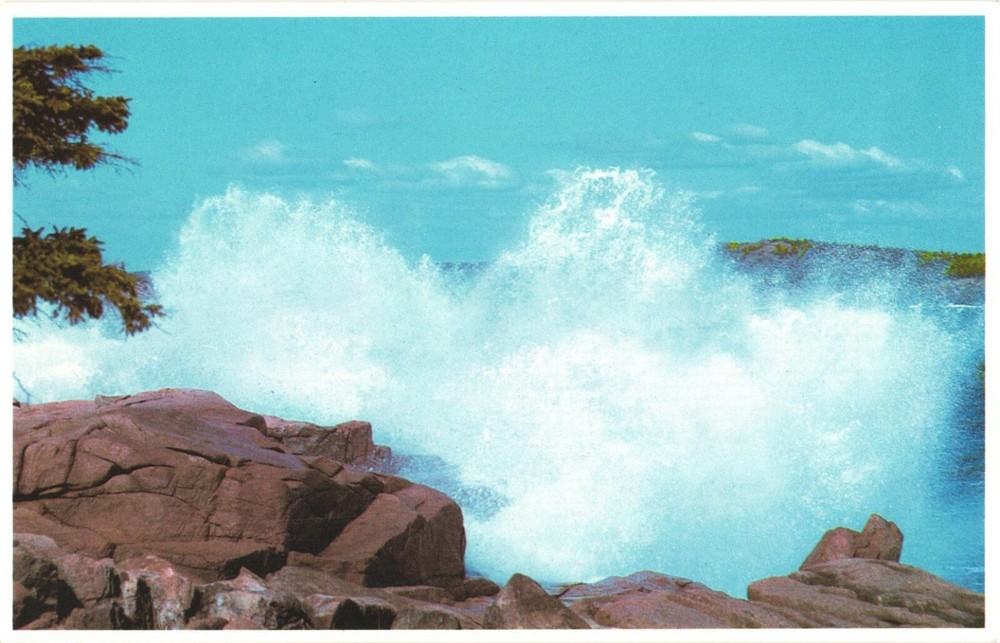 Pounding Surf, Otter Point, Acadia National Park, Bar Harbor, Maine Postcard-image