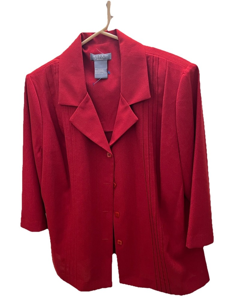 women's 2 piece outfit Shirt And Light Jacket Sz  16 W  Red By Korey