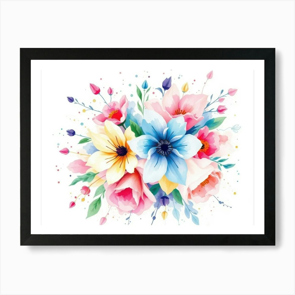 Watercolor Flowers 32 Art Print Framed Wall Art Poster Canvas Print Picture