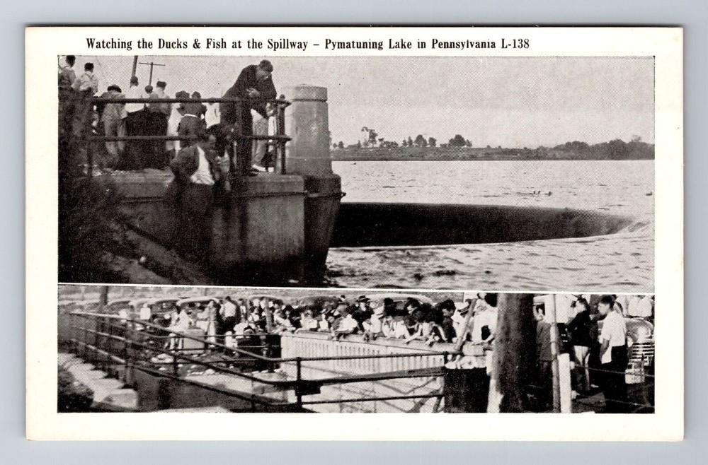 Jamestown PA-Pennsylvania, Pymatuning Lake, Spillway, Antique Vintage Postcard