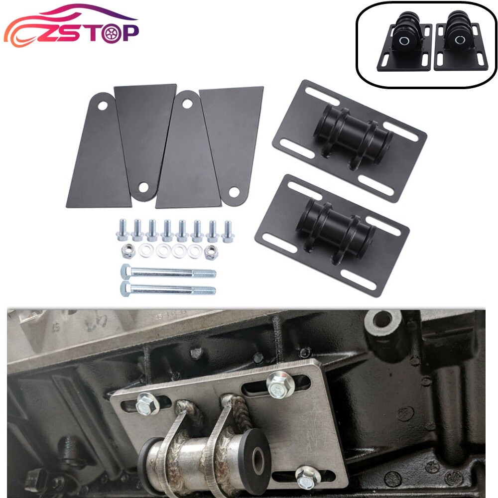 For LS Swap Conversion 5.3L Universal Adjustable Swap Mounts Weldable Cut Black