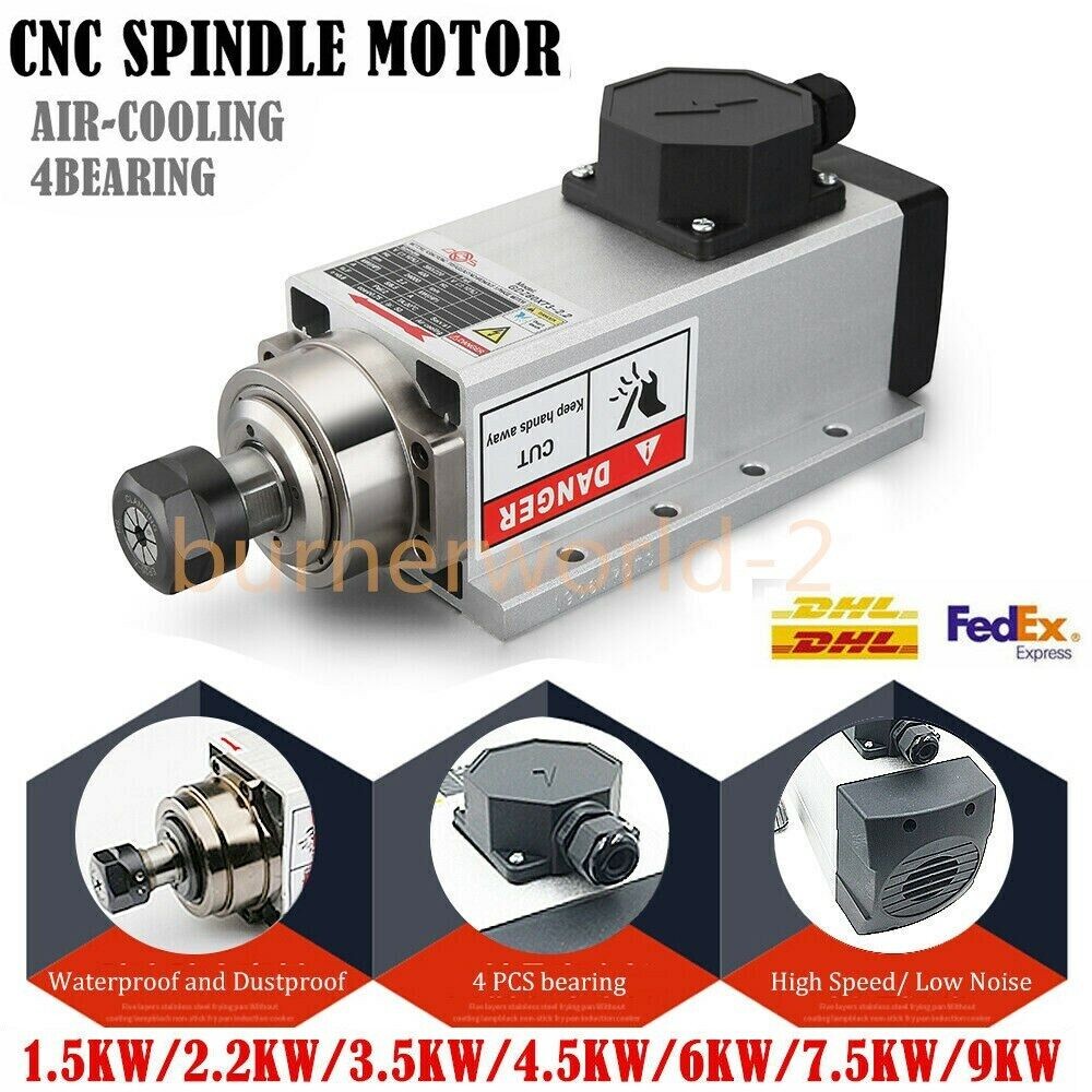 CNC Spindle Motor Air-Cooled 4 Bearing w/ Flange 4.5KW ER32 Woodworking 380V #F2