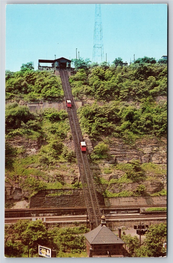 Train~Mt Washington Incline Pittsburgh Pennsylvania~Vintage Postcard