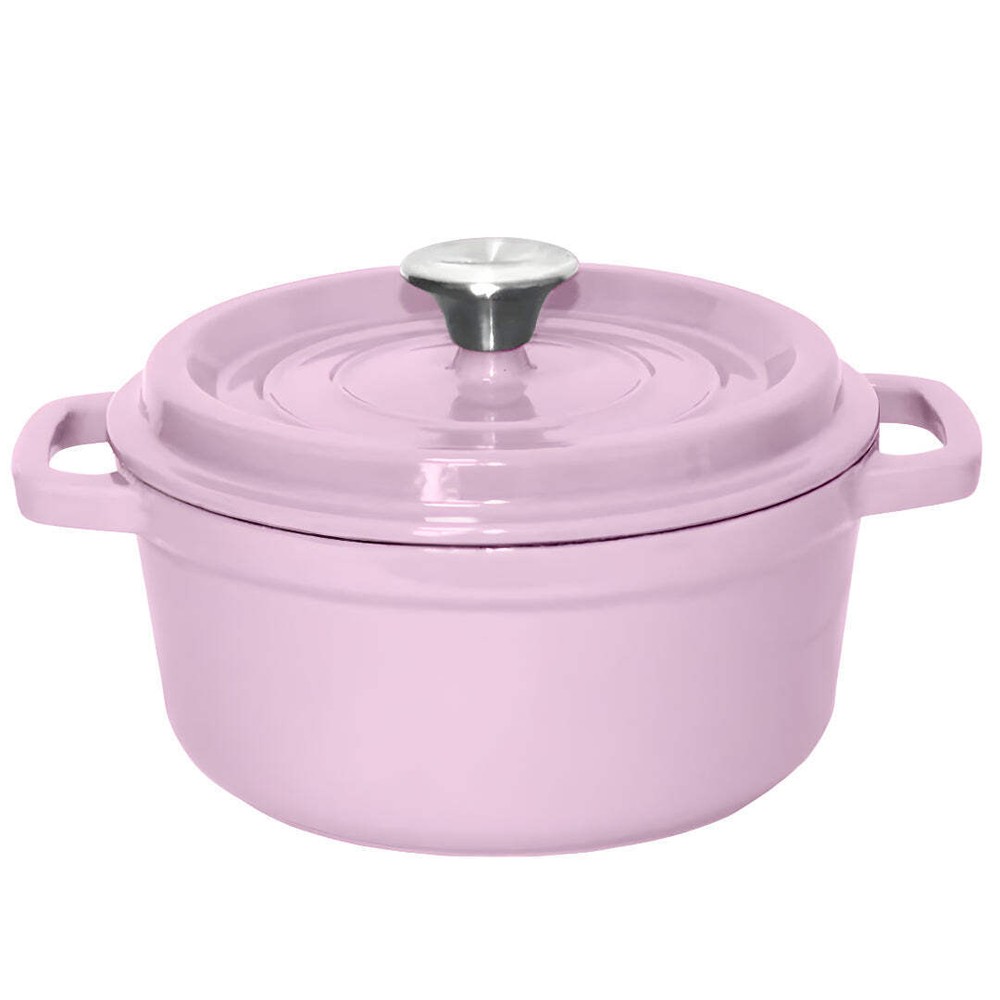NNEAGS 26cm Pink Cast Iron Ceramic Stewpot Casserole Stew Cooking Pot With Lid