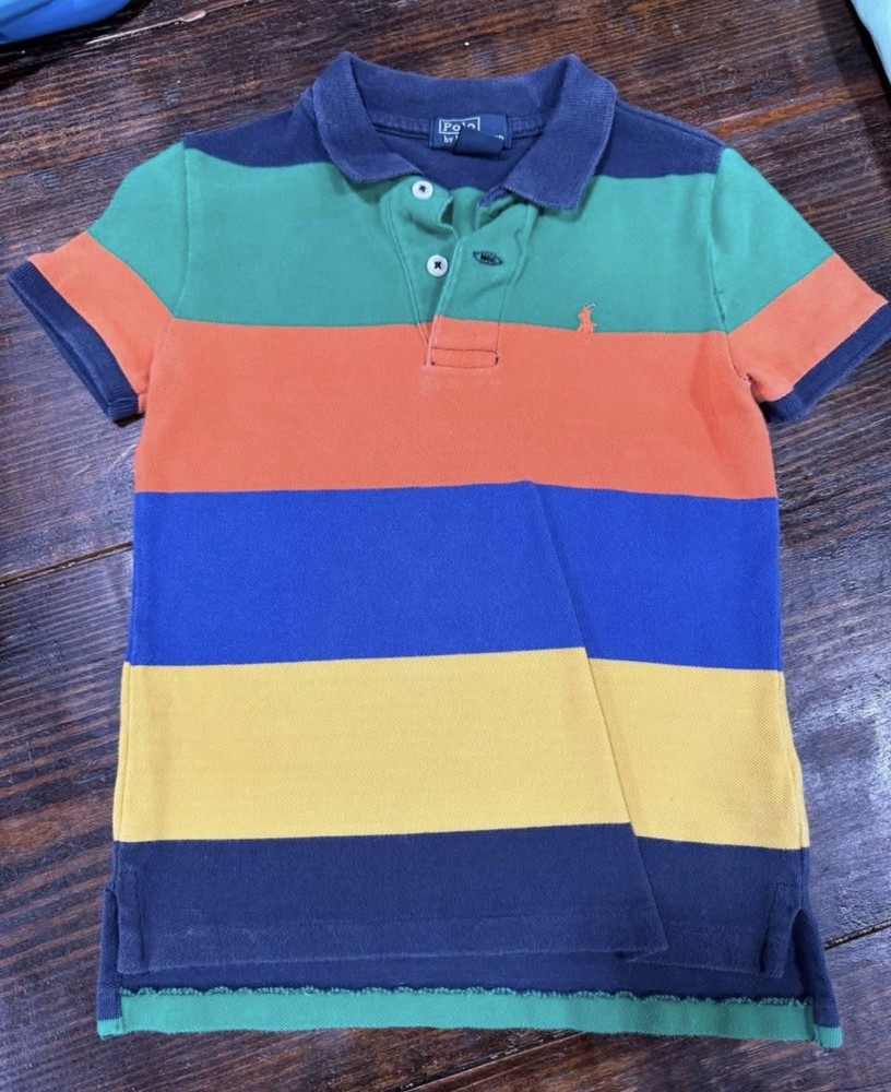 Polo by Ralph Lauren Boys Size 5 Multicolor Striped Short Sleeve Collared Polo