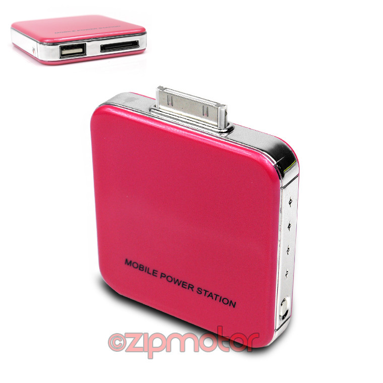 2200mAh Pink Portable USB Charger for iPhone 4S 4 3GS iPod Nano