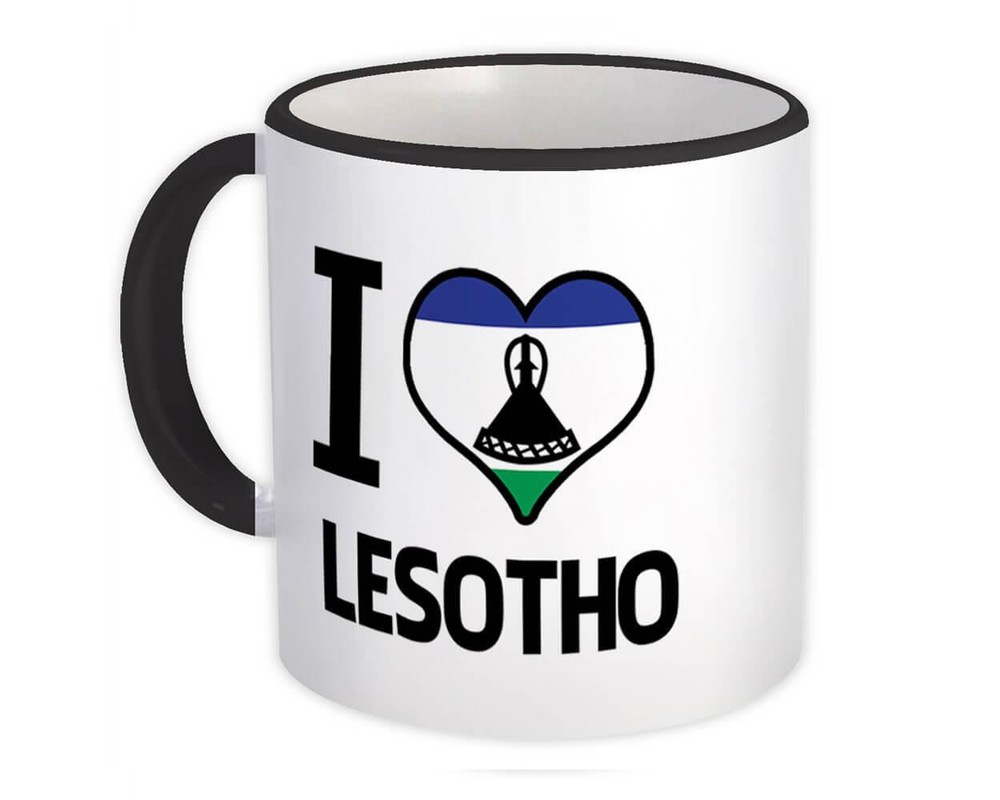Gift Mug : I Love Lesotho Flag Heart Country Crest Expat