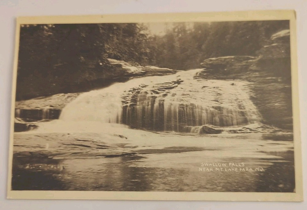 Swallow Falls Near Mt Lake Park Maryland Vintage Waterfall Postcard