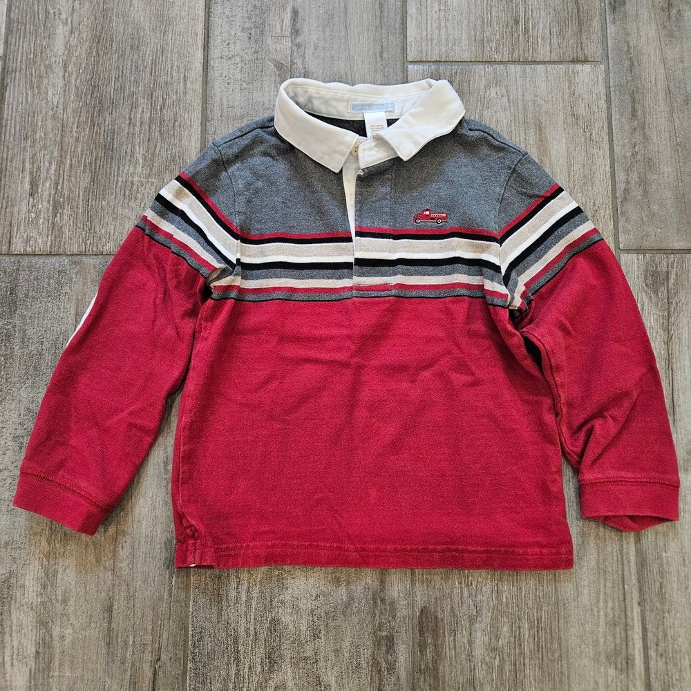 Janie and Jack Polo Shirt Boys 4T Stripe Long Sleeve Classic Preppy Fall Winter