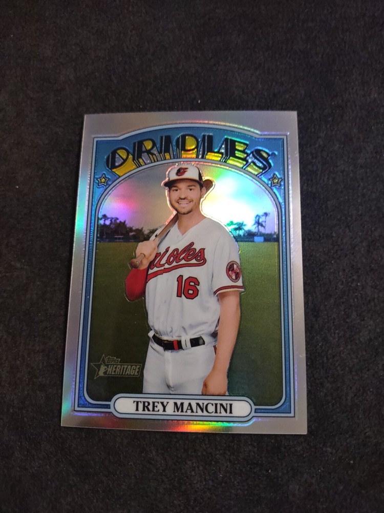 2021 Topps Heritage Chrome Trey Mancini Silver Refractor #/572 Baltimore Orioles