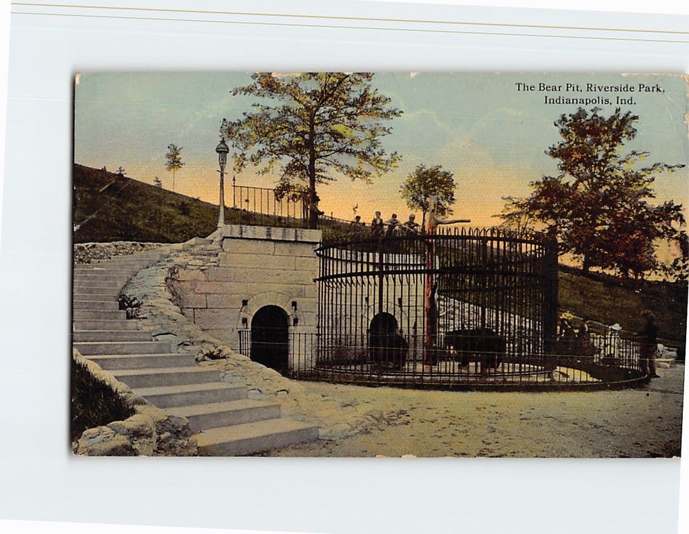 Postcard The Bear Pit Riverside Park Indianapolis Indiana USA
