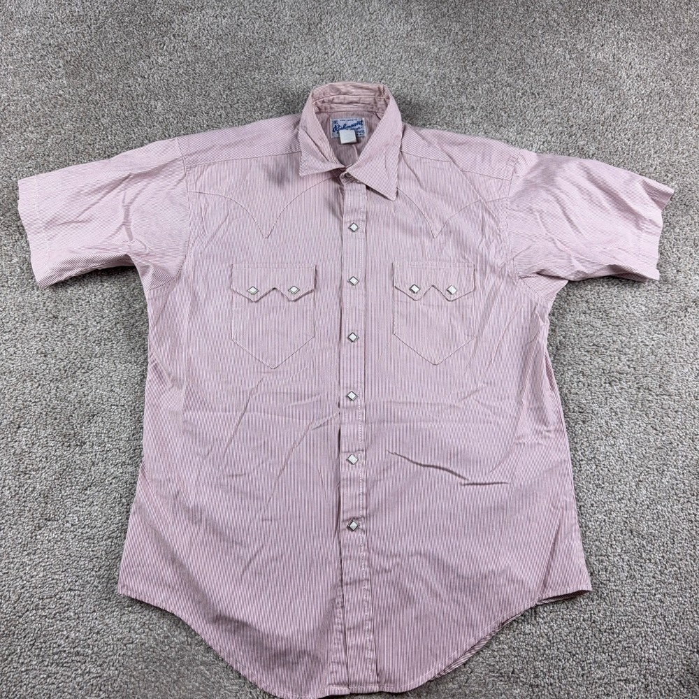 Rockmount Ranch Wear Shirt Mens Medium Red Striped Pearl Snap Sawtooth Yoke