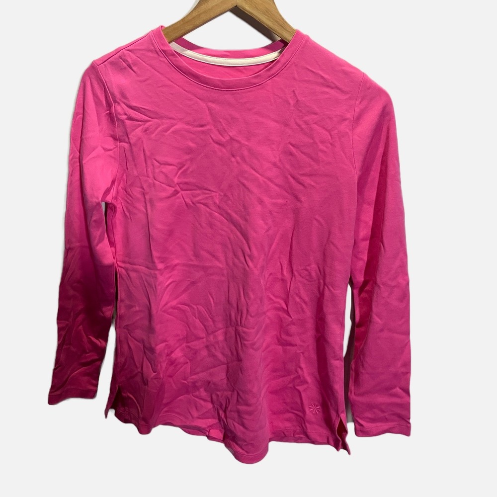 Isaac Mizrahi Live Essentials Hot Pink Long Sleeve Crew Neck Top XS