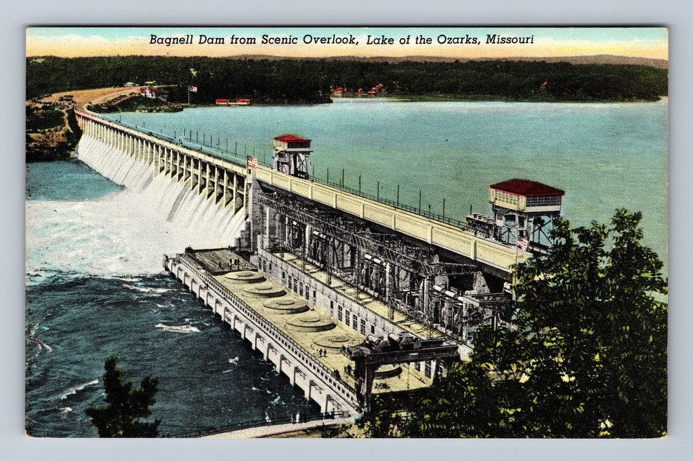 Lake Of The Ozarks MO-Missouri Aerial Bagnell Dam Overlook Vintage Postcard