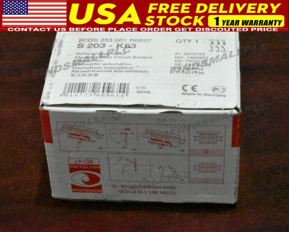 ABB S203-K63 Miniature Circuit Breaker 3 Pole, 63A (2CDS 253 001 R0607) New