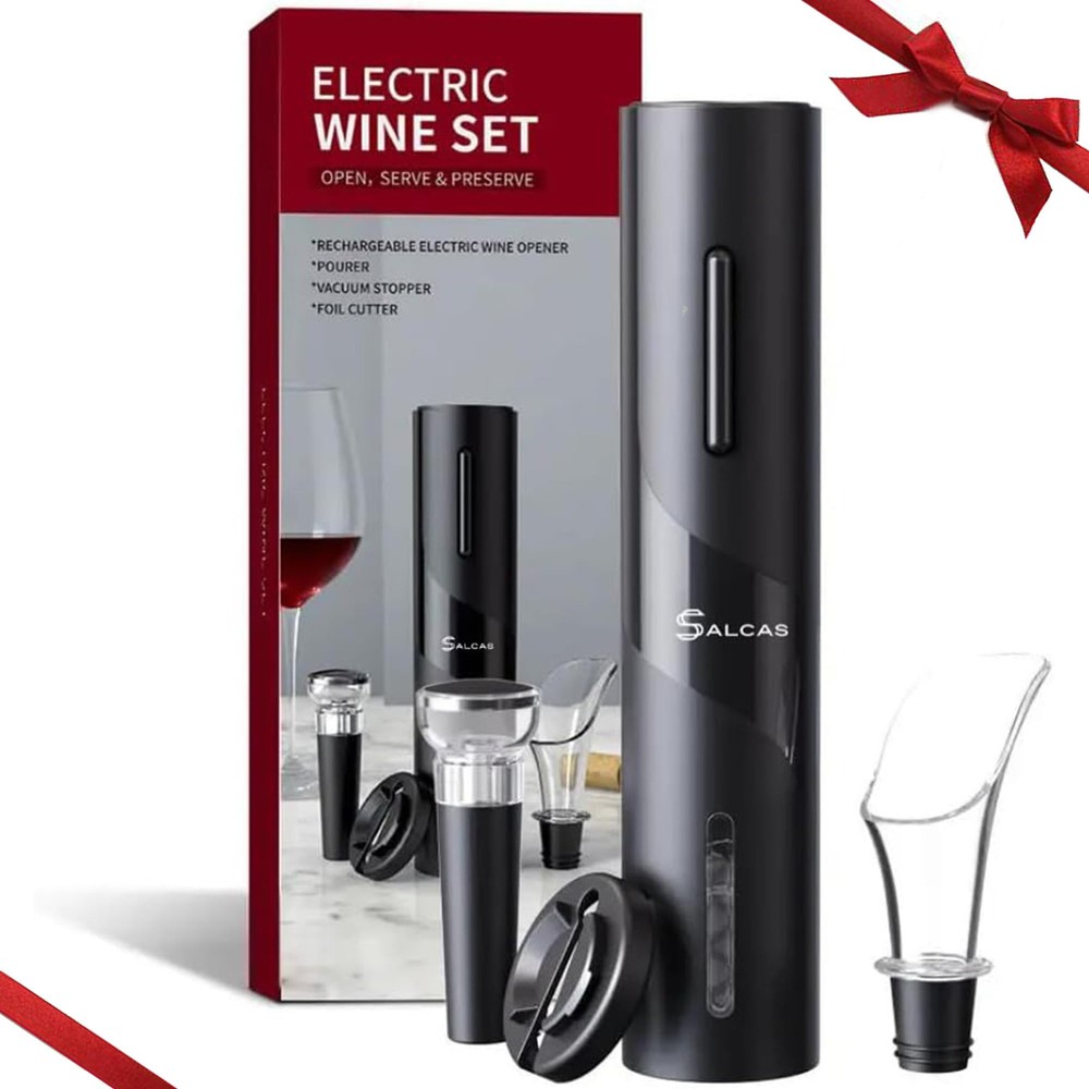 Automatic Electric Wine Opener with Built-In Foil Cutter and Aerator – Effortless Wine Bottle Opening for Perfect Pouring Every Time
