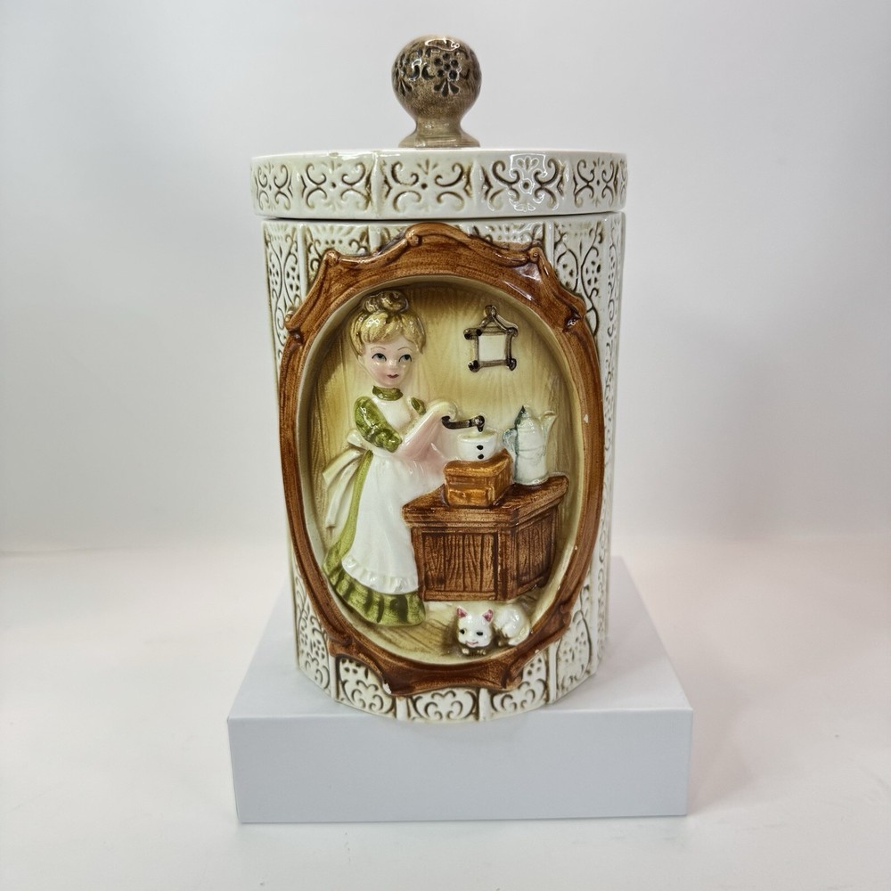 Vintage Sears Roebuck Ceramic Pioneer Woman Girl Canister 1978
