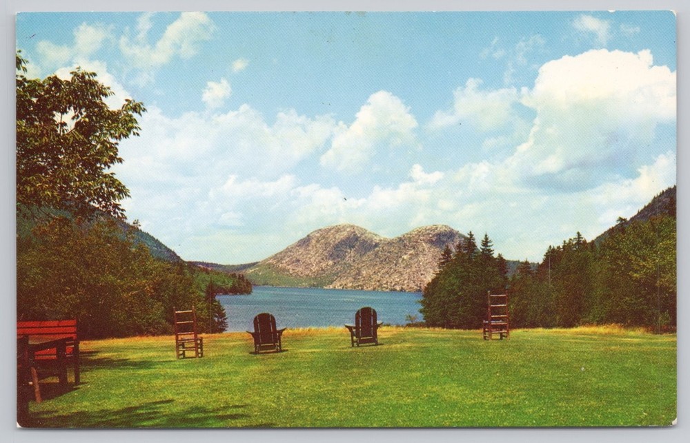 Vintage Jordan Pond & The Bubbles Postcard Acadia National Park ME-image