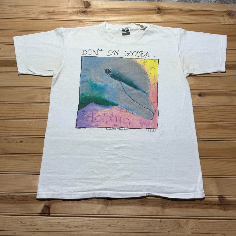 Vintage 90s Don't Say Goodbye Dolphin Endangered Species Series T-Shirt - XL