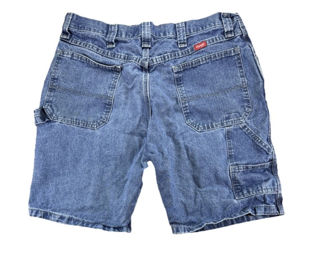 Vintage Wrangler Jean Carpenter Shorts Men's 34 Denim Blue Workwear Y2K Baggy