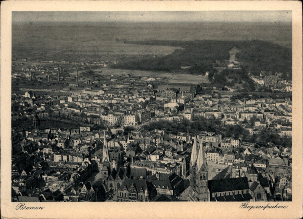 Aerial Bremen Germany view vintage postcard d921