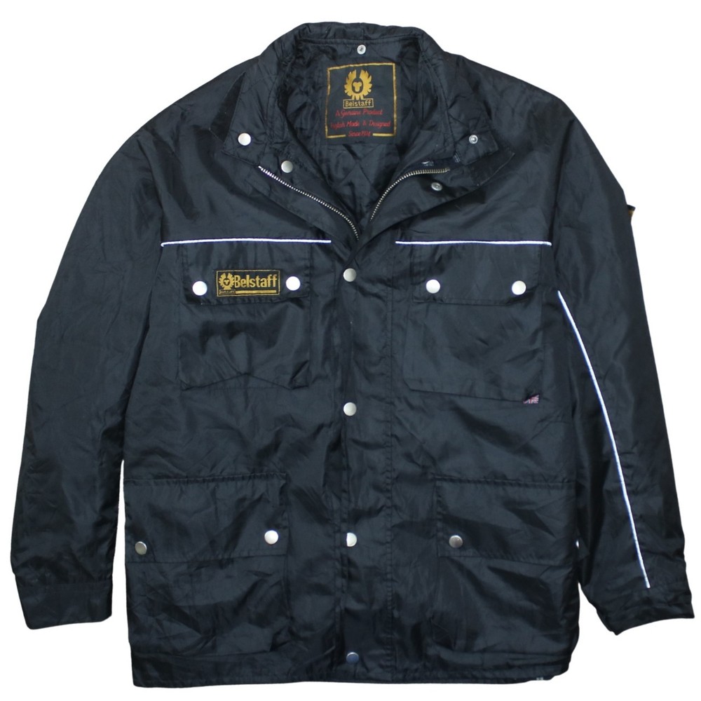 Belstaff Mens Motorcycle Jacket Black Quilted Reflective Belted Pockets XL XL