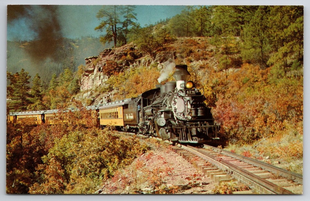 Denver and Rio Grande Narrow Gauge Train Postcard Durango Silverton CO