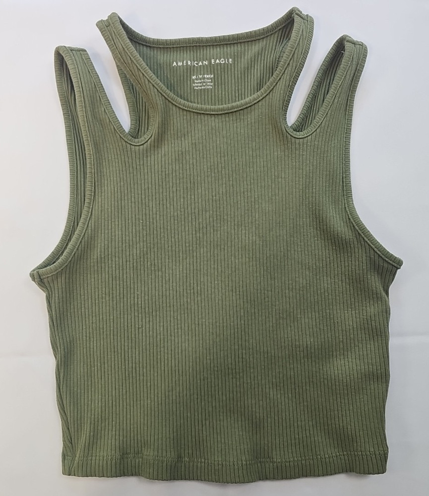 American Eagle Olive Green Cut-Out Design Tank Top Women's Size XS