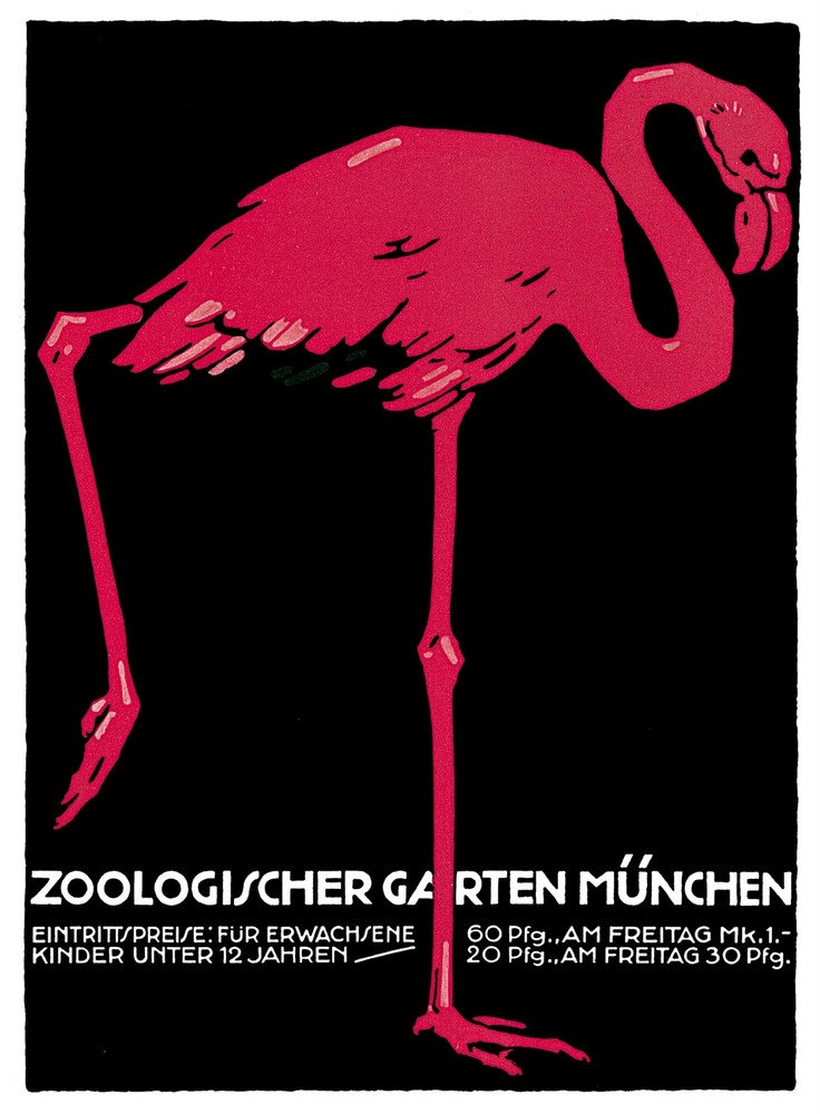 Decor German Poster. Graphic Design.Zoo garden munich Home Wall Art.1952