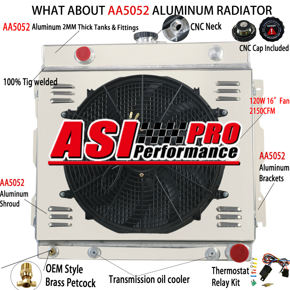 2Row Radiator Shroud Fan For 1973~1979 Dodge D/W 100-200 300 Truck 5.2L/5.9L V8.