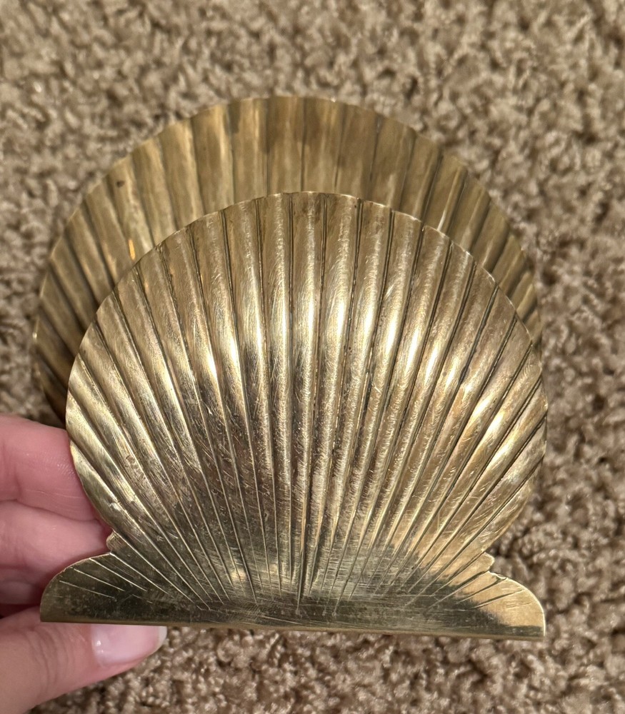 Vintage Brass Seashell Napkin Holder Decoration