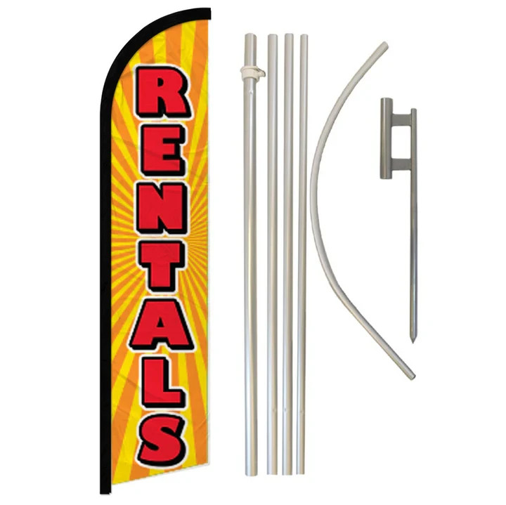 Rentals (Sunburst) Full Curve Windless Swooper Flag Pole Kit Rent Me
