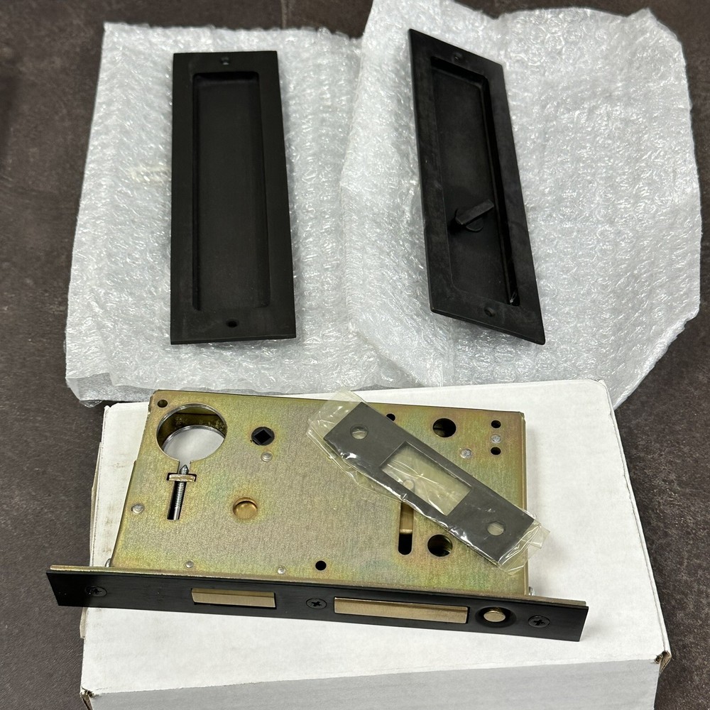 Brass Pocket Sliding Door Privacy Lock 8x1 Inch by Accurate Lock & Hardware-image