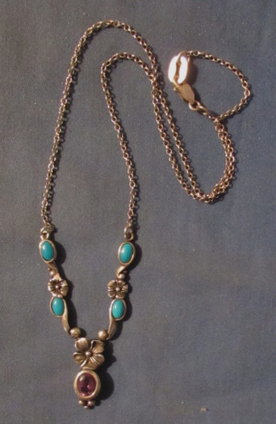 Vintage Rare Carolyn Pollack Sterling Silver , Amethyst & Turquoise Necklace