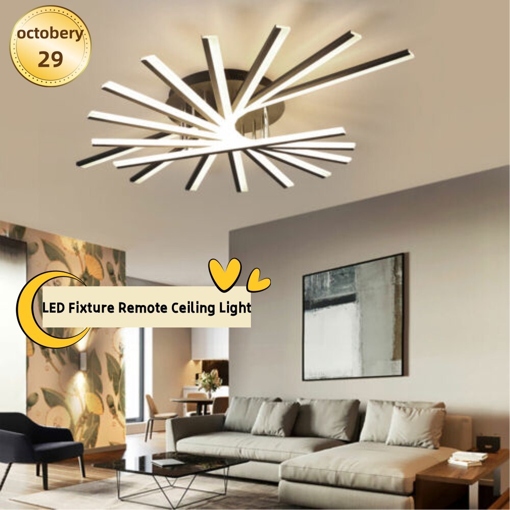Dimmable Modern LED Flush Mount Ceiling Light with Remote Chandelier